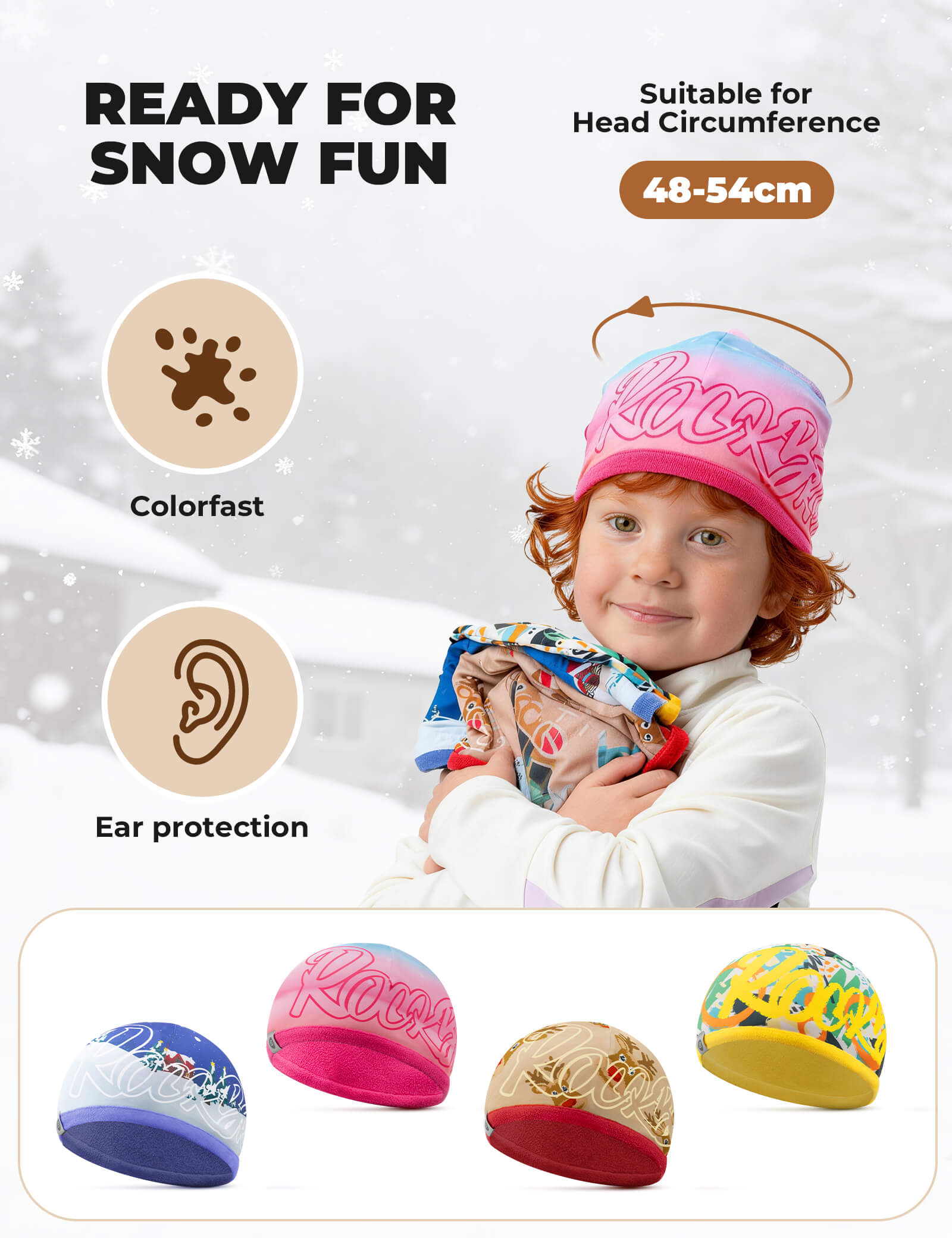 ROCKBROS Kids Outdoor Polar Fleece Sports Balaclava in Black - Windproof Ski Mask for Boys and Girls.
#color_pink