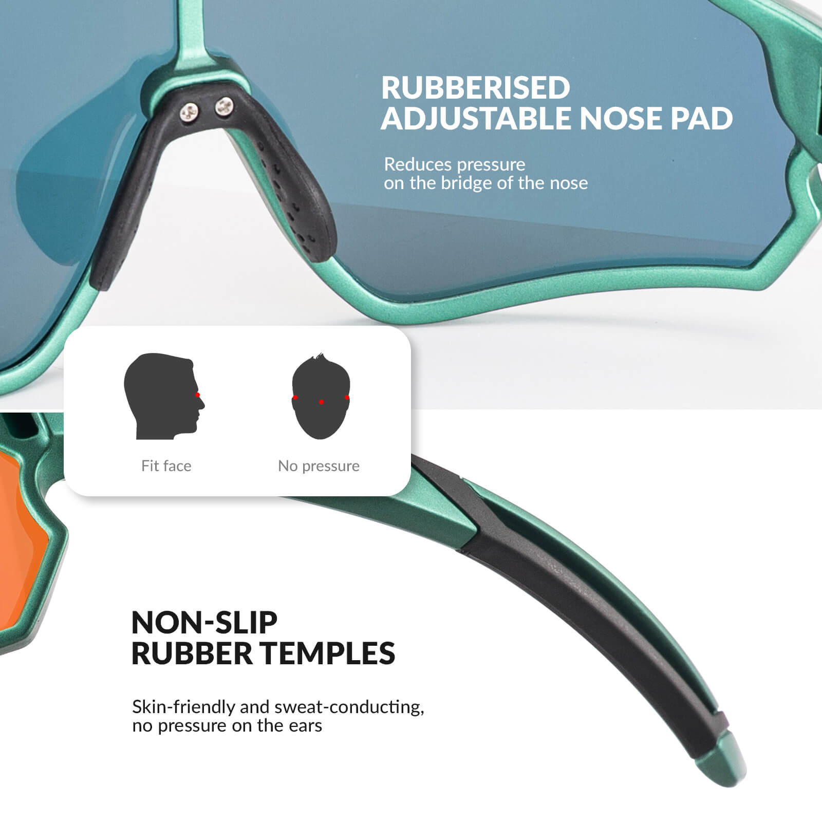 ROCKBROS polarised kids cycling sunglasses worn by child.
#color_army green