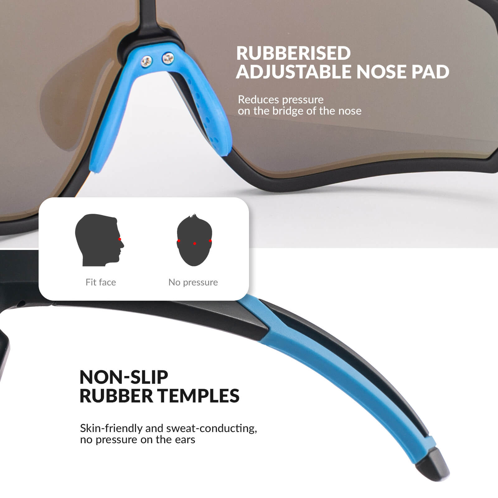 ROCKBROS polarised kids cycling sunglasses worn by child.
#color_black