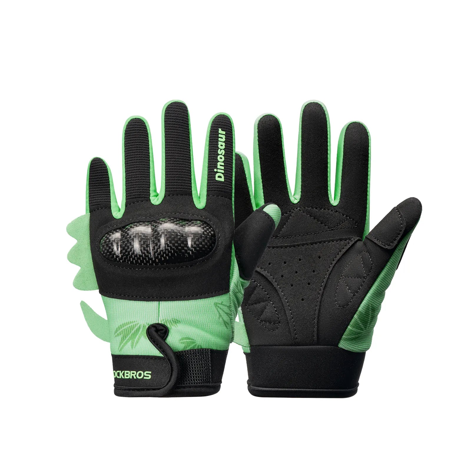 ROCKBROS Kids Full Finger Sports Gloves with Impact Resistant PVC Knuckle Guard for Cycling and BMX.
#color_green