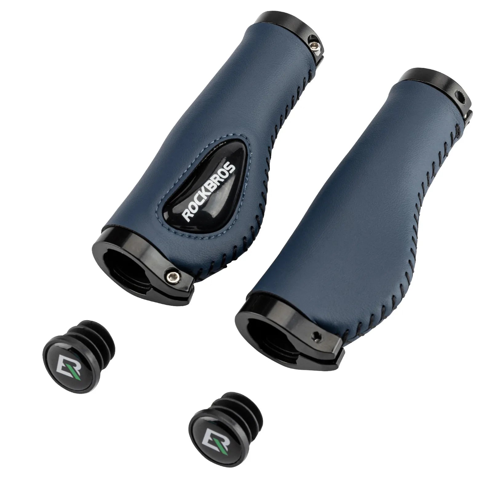 ROCKBROS Ergonomic Leather Bicycle Handlebar Grips for 22.2mm Bars.
#color_blue