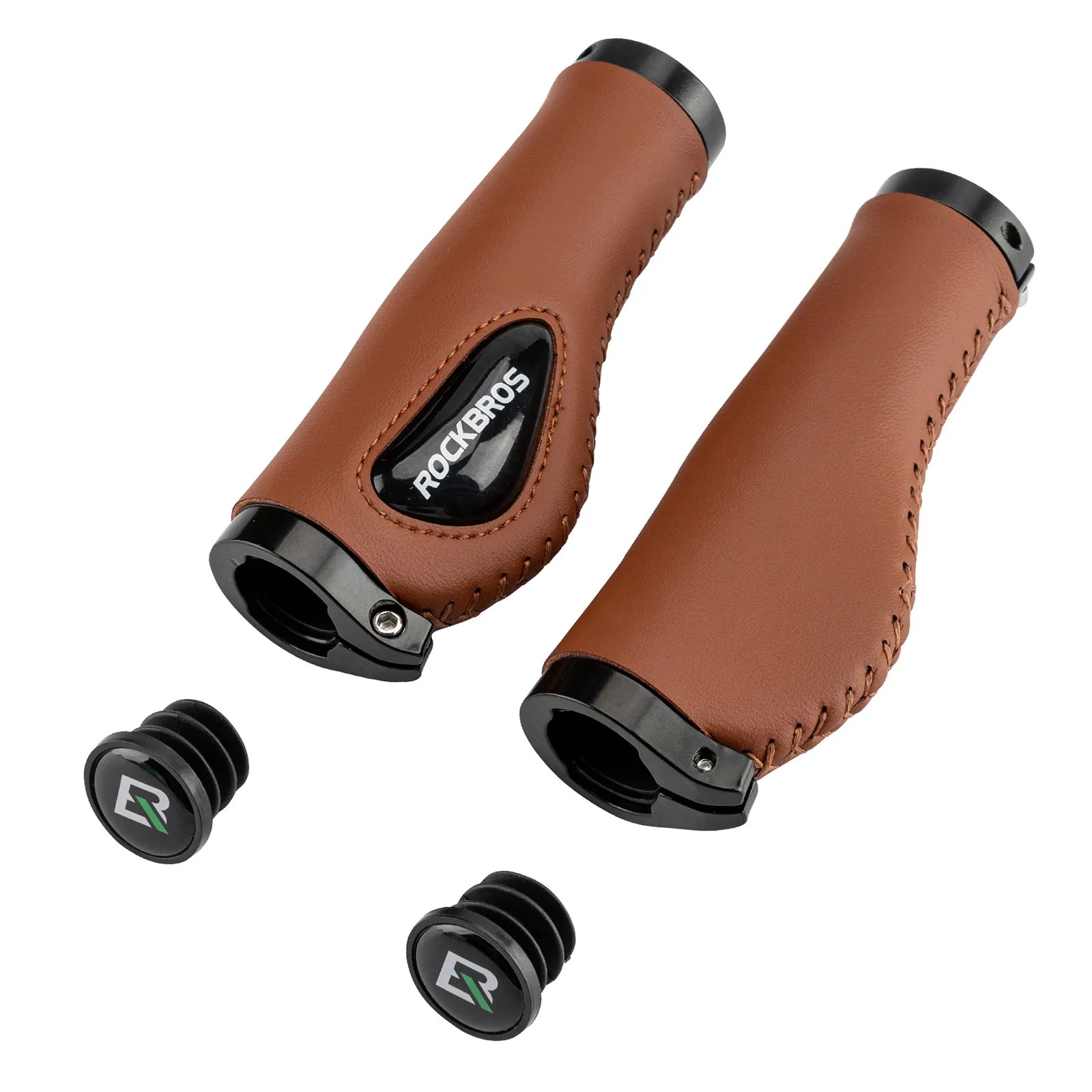 ROCKBROS Ergonomic Leather Bicycle Handlebar Grips for 22.2mm Bars.
#color_brown