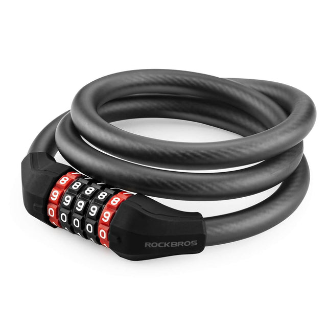 rockbros led security bike lock 5 digit combination for night cycling