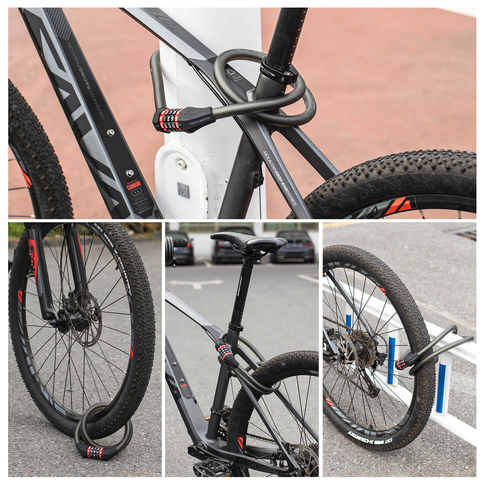 rockbros led security bike lock 5 digit combination for night cycling
