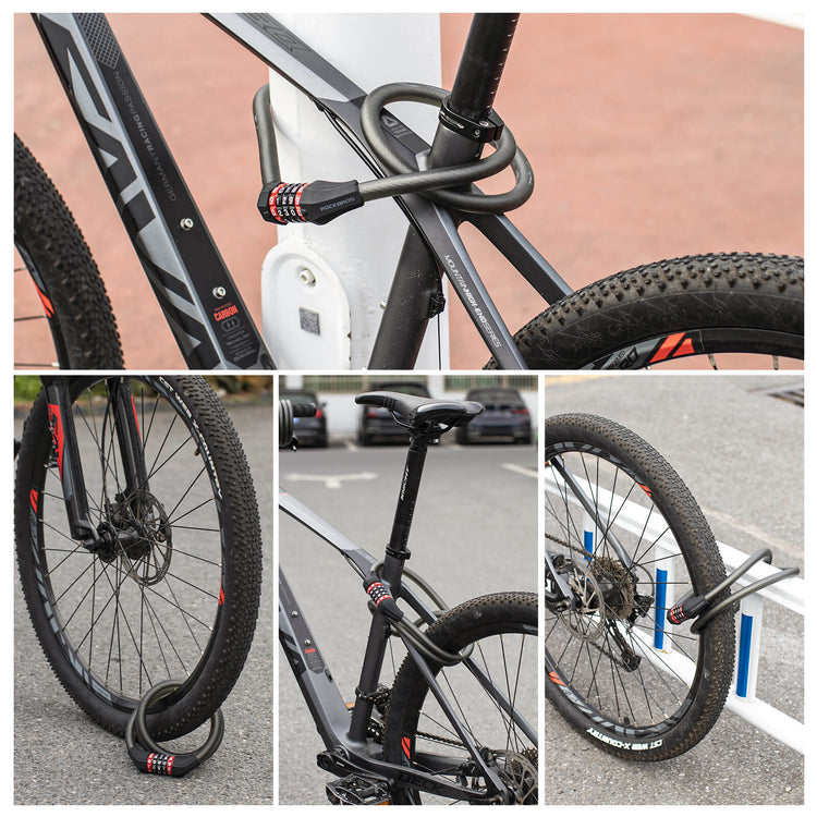 rockbros led security bike lock 5 digit combination for night cycling
