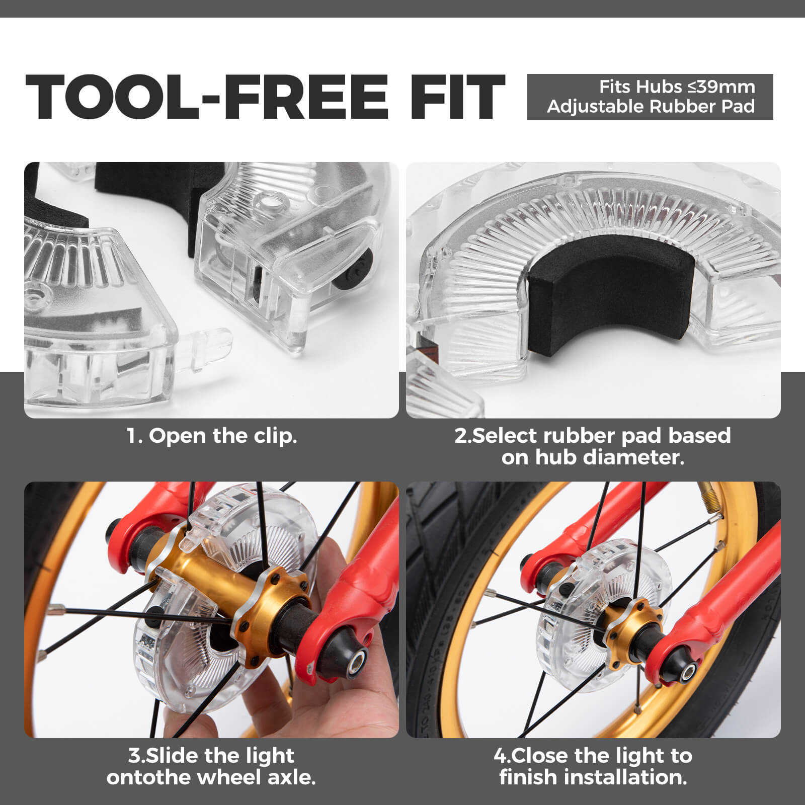 ROCKBROS LED Mountain Bike Hub Lights with 7-Color RGB Modes for Night Safety