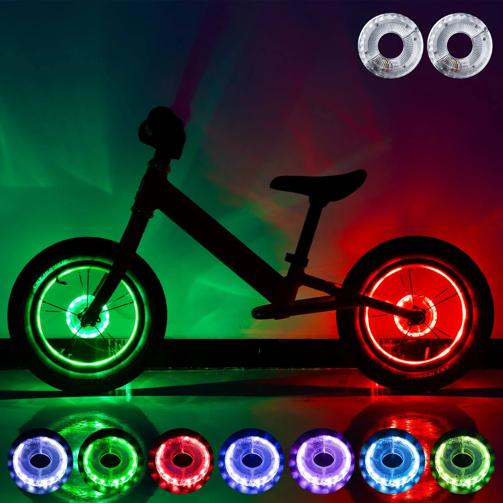 ROCKBROS LED Mountain Bike Hub Lights with 7-Color RGB Modes for Night Safety