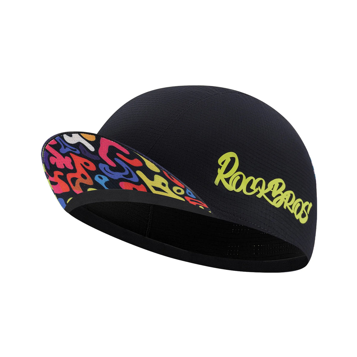 ROCKBROS lightweight cycling cap with graffiti print for road cycling.
#colour_black
