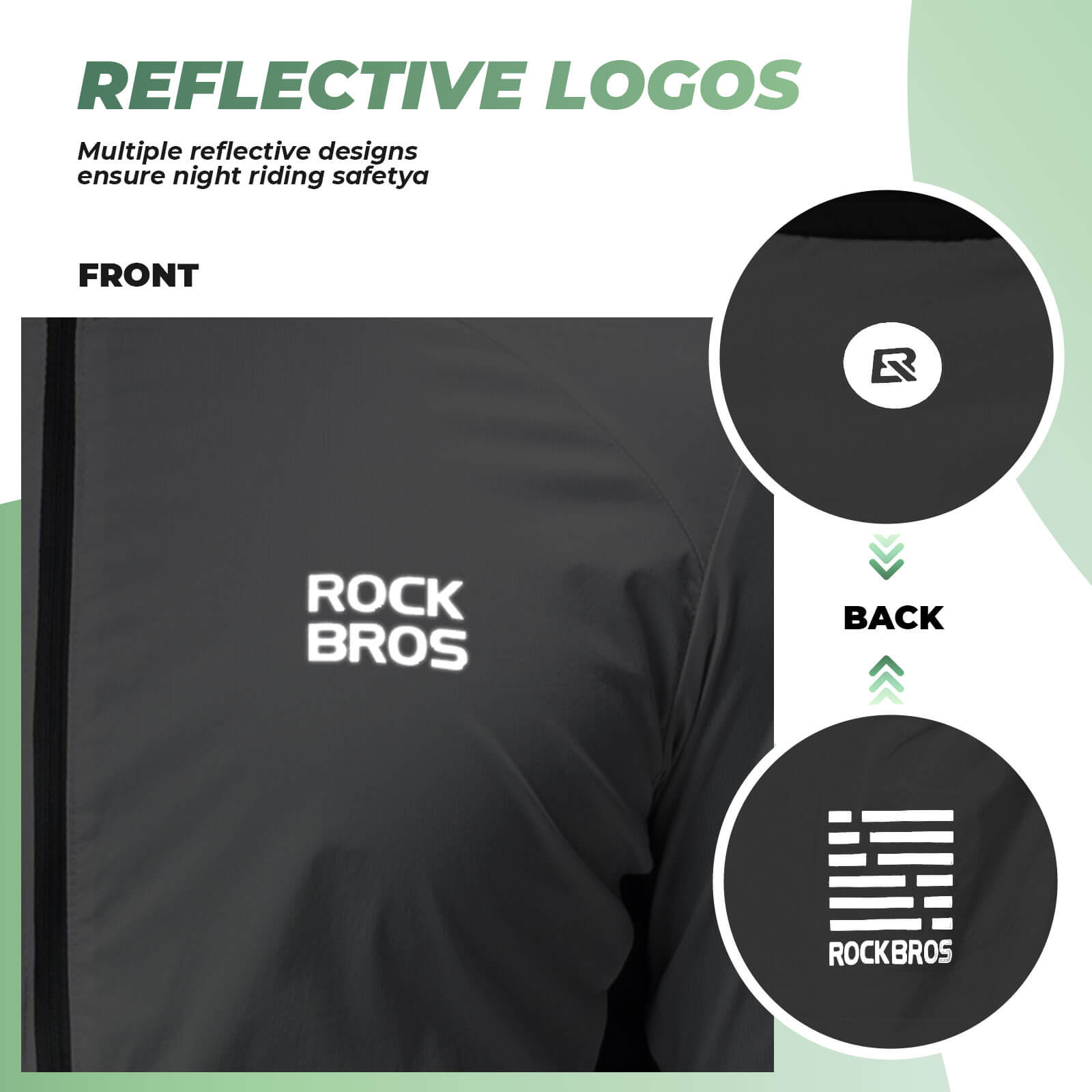 rockbros lightweight reflective cycling windbreaker jacket for road cycling.