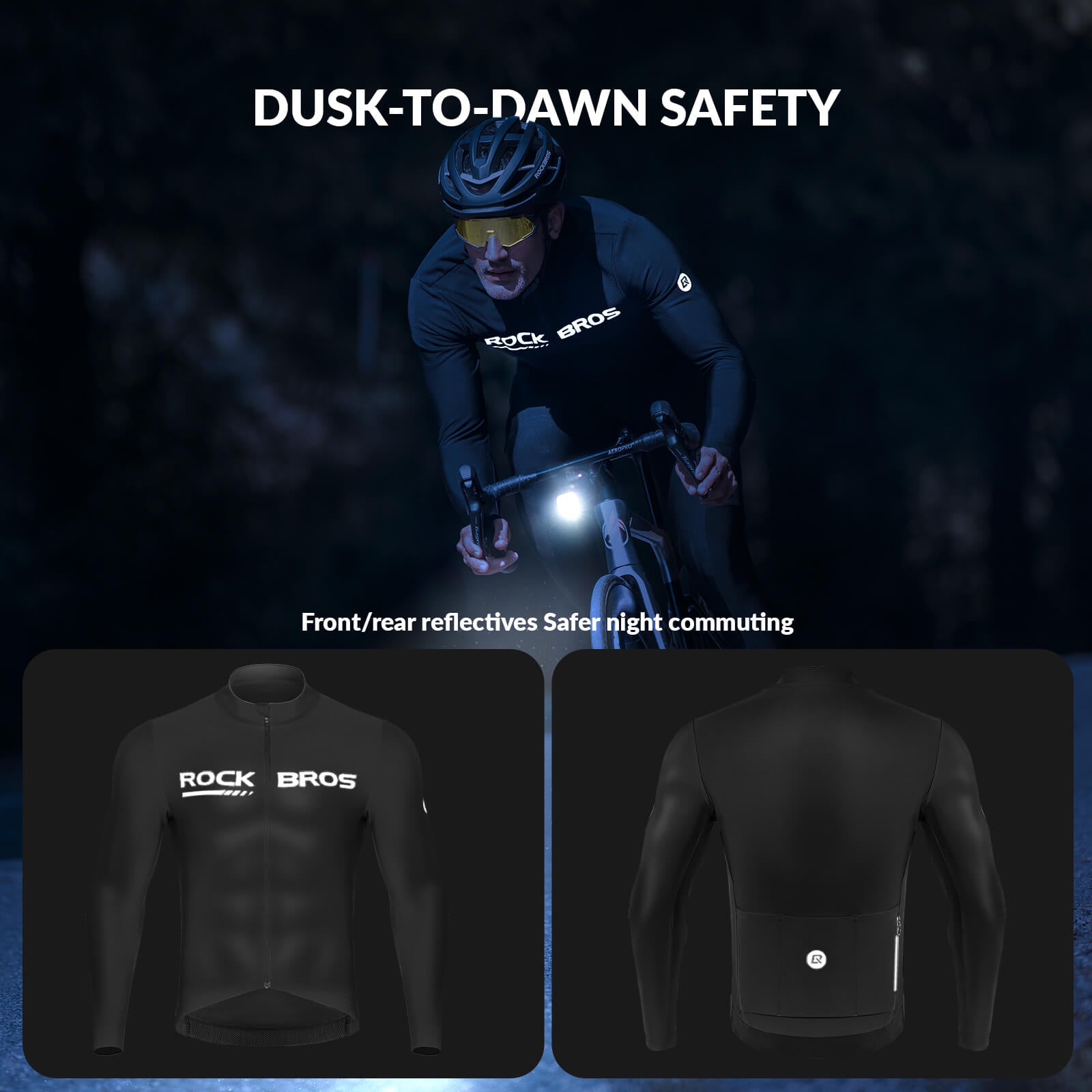 rockbros long sleeve cycling jersey for autumn and winter riding.