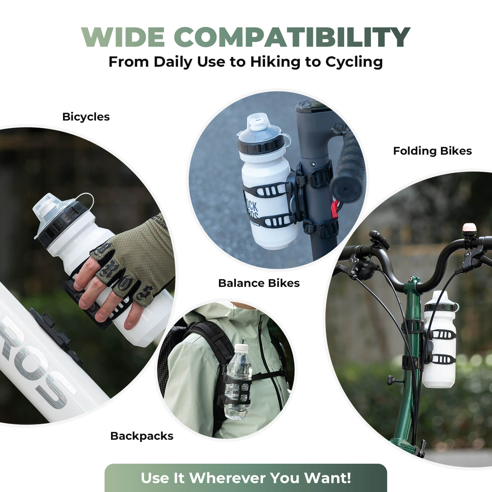 rockbros magnetic strap-on bike bottle cage for quick release and easy mounting.