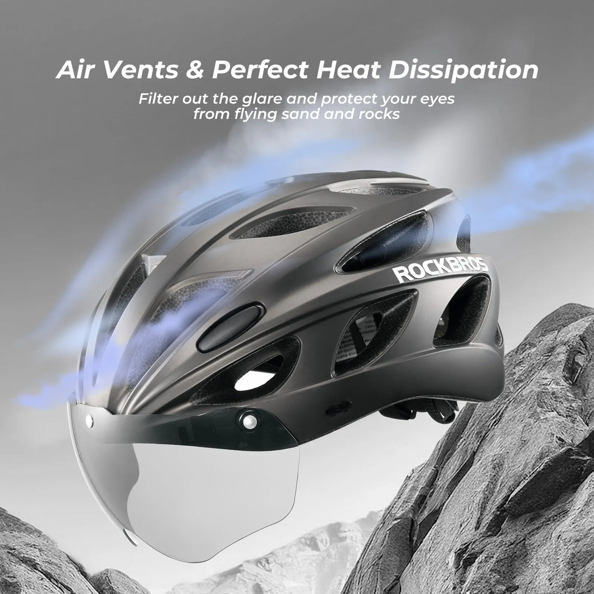 rockbros magnetic goggles cycling helmet for road and mountain biking.
#colour_black