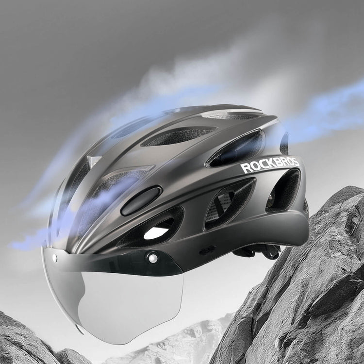 rockbros magnetic goggles cycling helmet for road and mountain biking