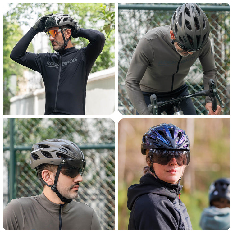 rockbros magnetic goggles cycling helmet for road and mountain biking