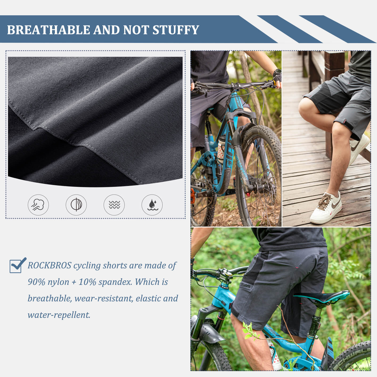 rockbros men’s compression cycling shorts with 4d padding.
