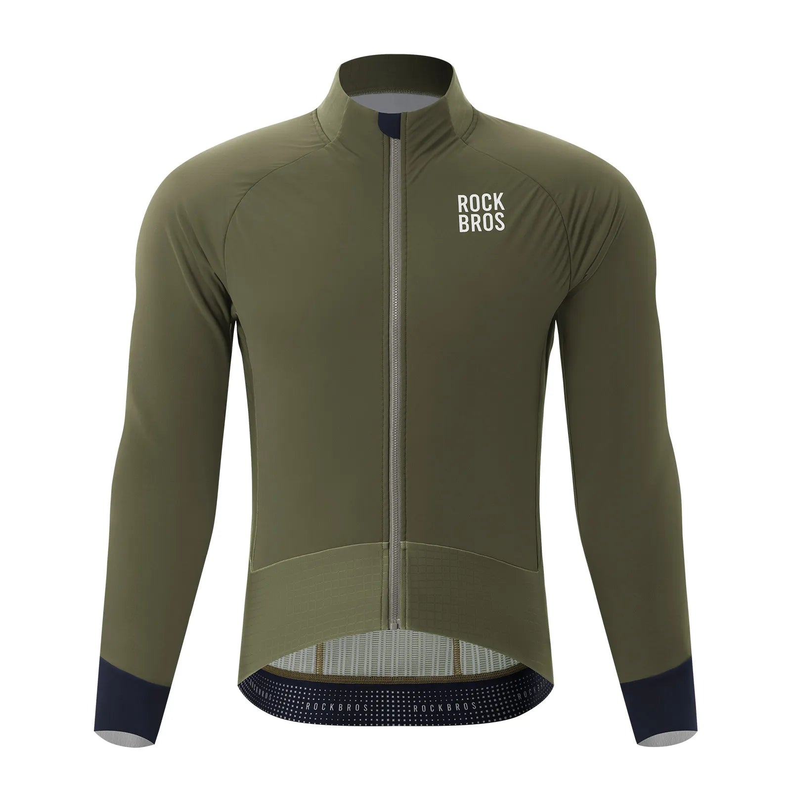 ROCKBROS Men's Outdoor Cycling Jacket with High-Visibility Reflective Strips.
#color_black green