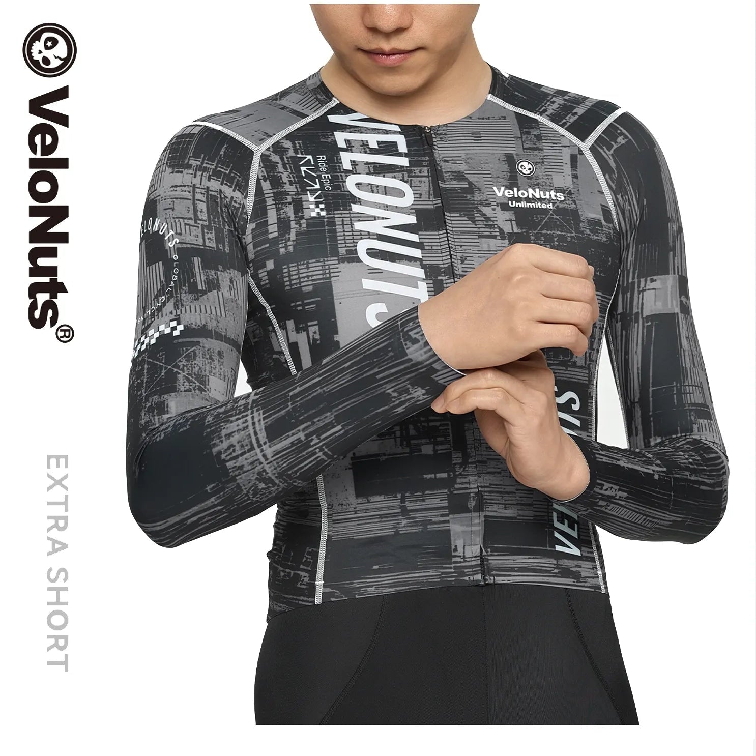 Rockbros Men's Pro Short-Cut Cycling Jersey - The Ultra Short Series with 15° Rise Hem for Aerodynamic Position and Zero Drag - Stealth Black