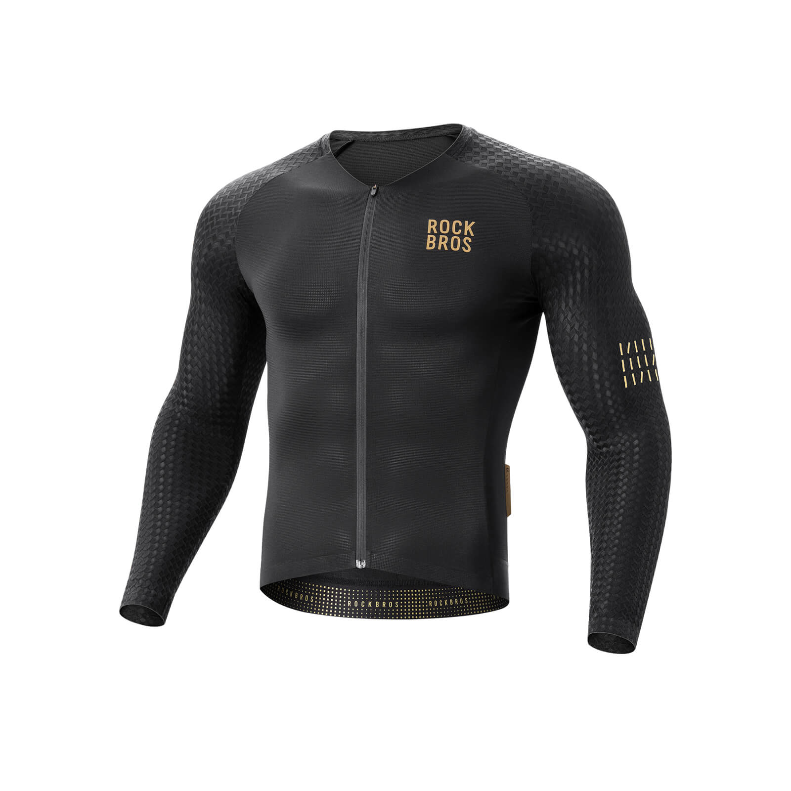 ROCKBROS Men's Long-Sleeved Cycling Jersey with 3D Cut Diamond Fit
#color_black