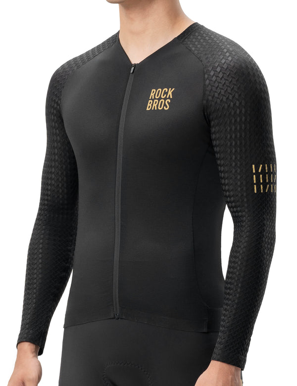 ROCKBROS Men's Long-Sleeved Cycling Jersey with 3D Cut Diamond Fit
#color_black