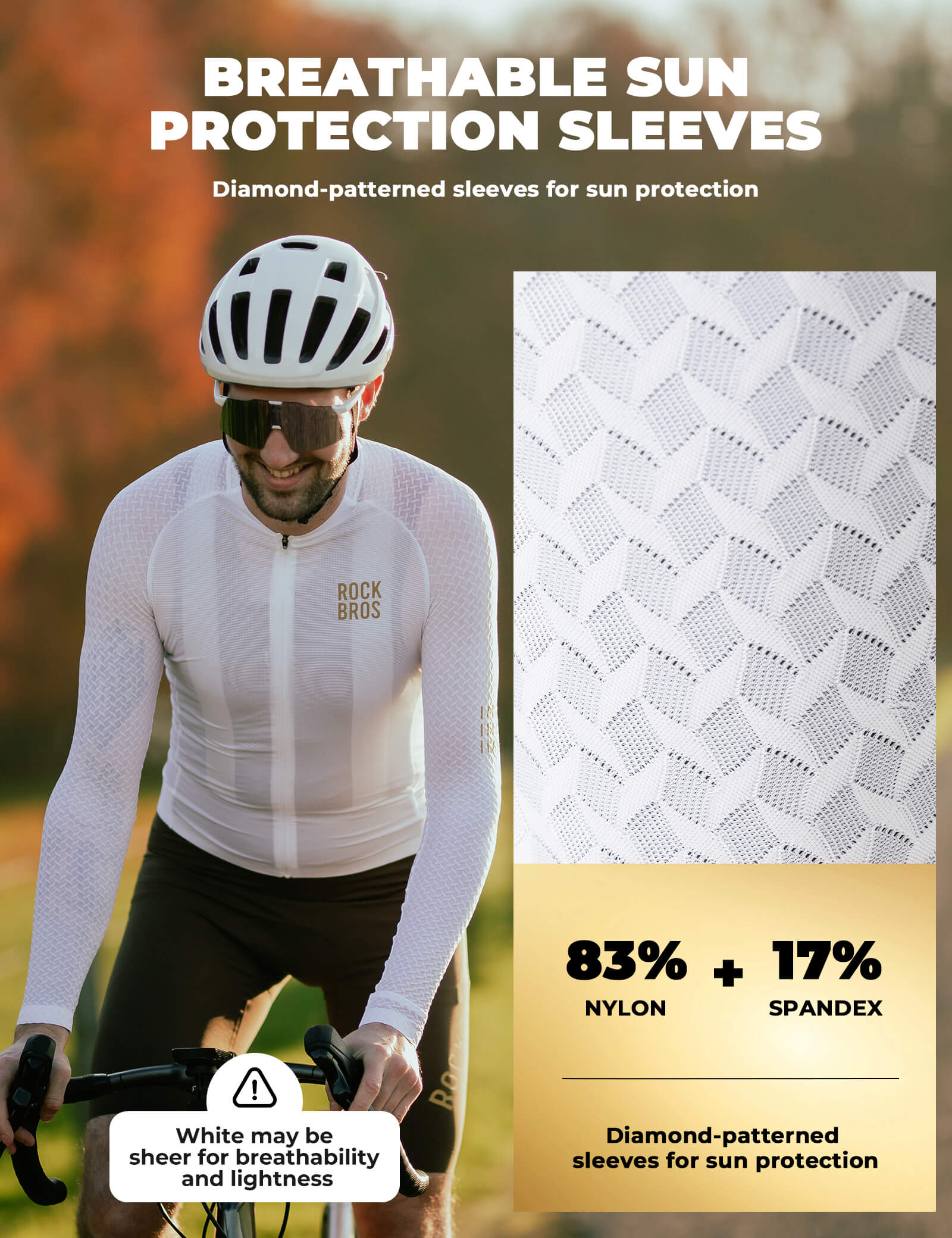 ROCKBROS Men's Long-Sleeved Cycling Jersey with 3D Cut Diamond Fit
#color_white