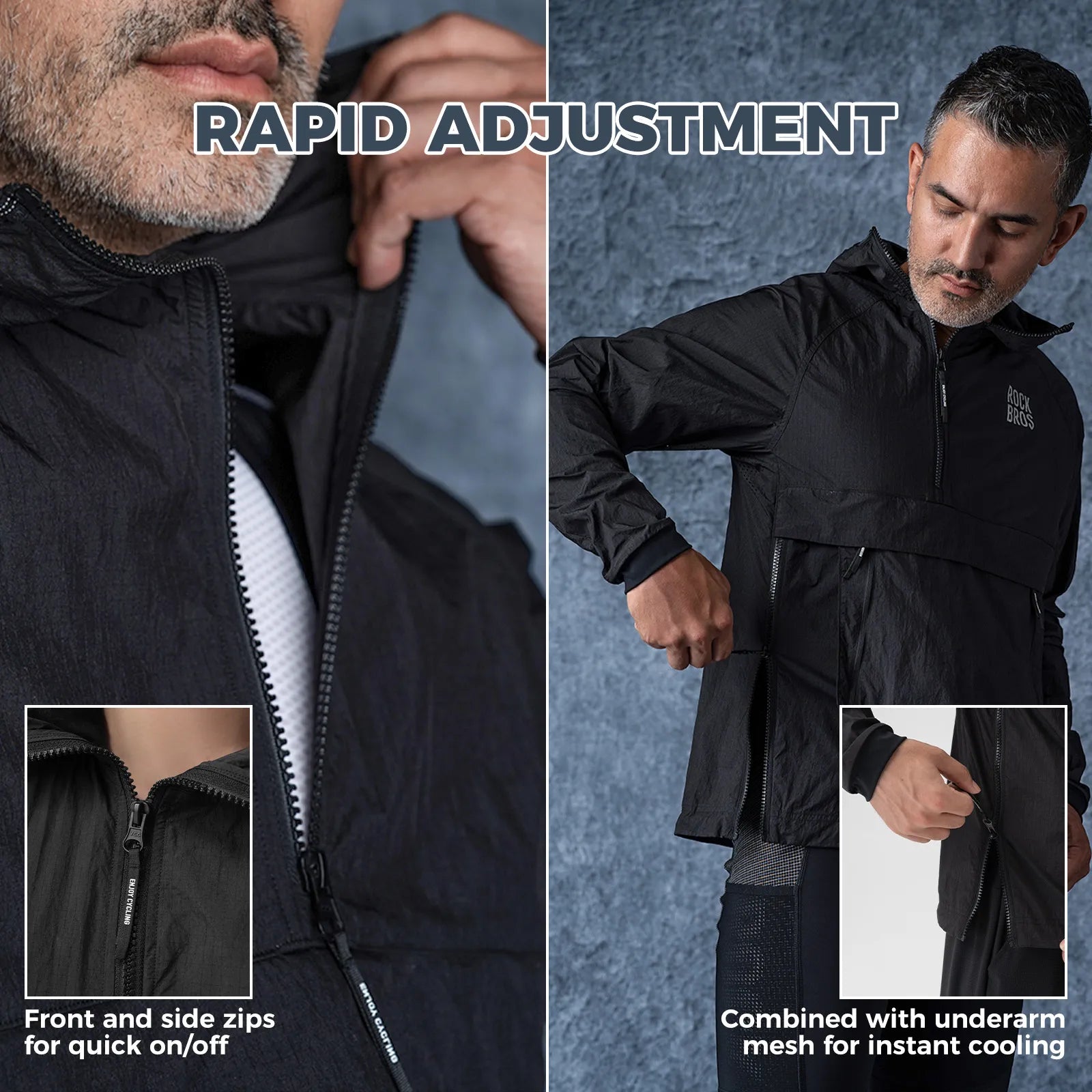 Rockbros Men's Multi-Purpose Cycling Jacket in Black - Urban Commuter Series
