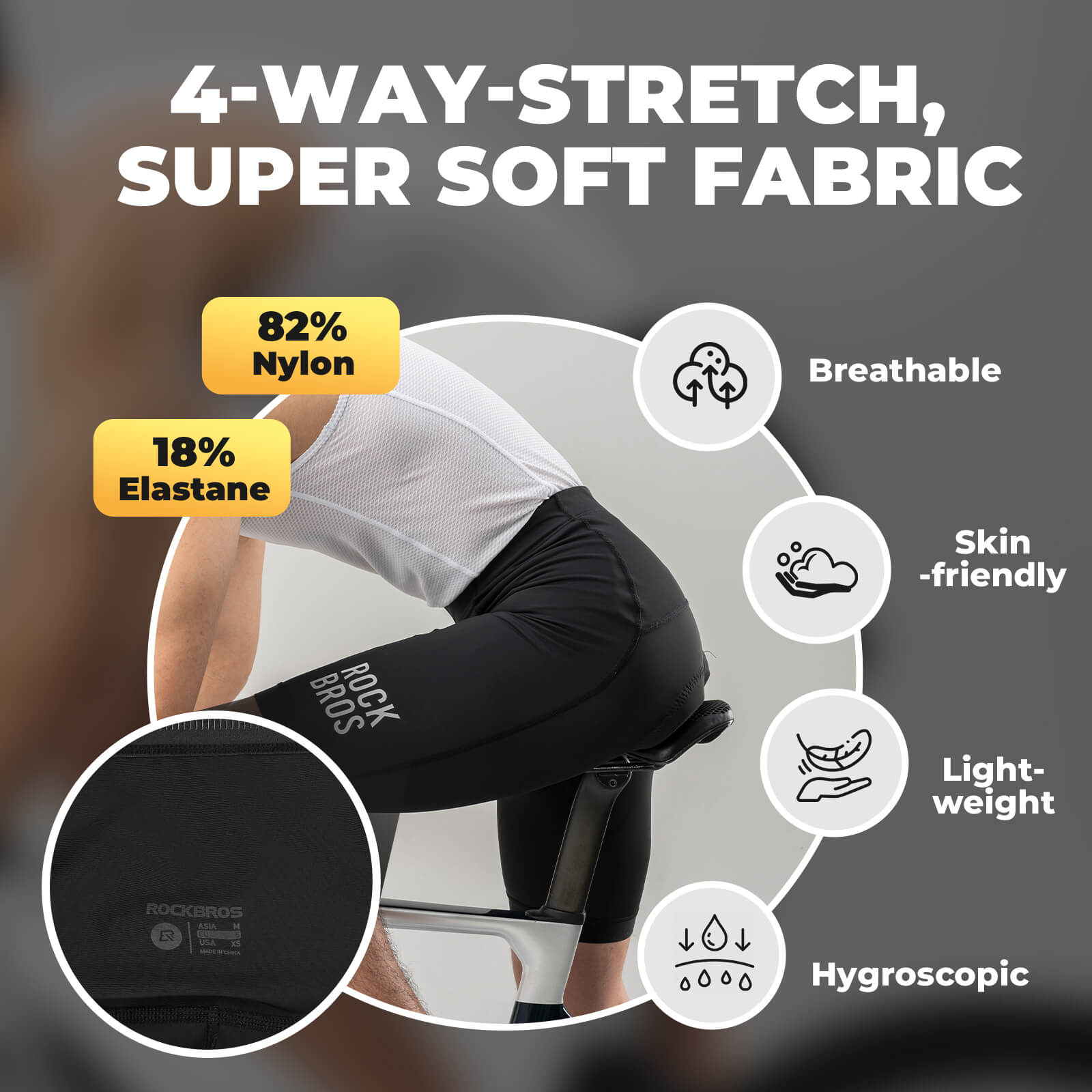 ROCKBROS men's padded MTB cycling shorts for mountain biking comfort.
#color_black