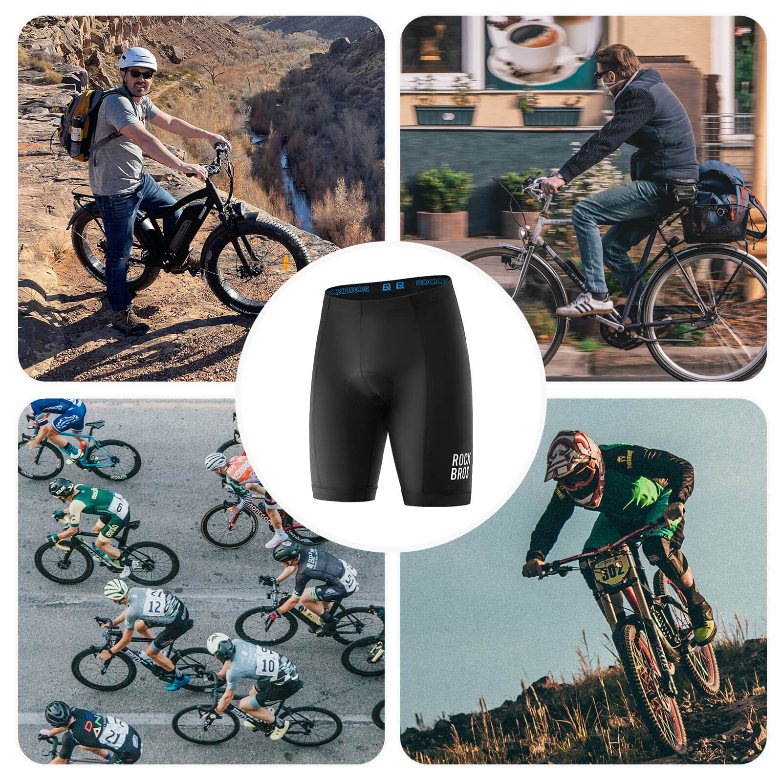 ROCKBROS men's padded MTB cycling shorts for mountain biking comfort.
#color_green