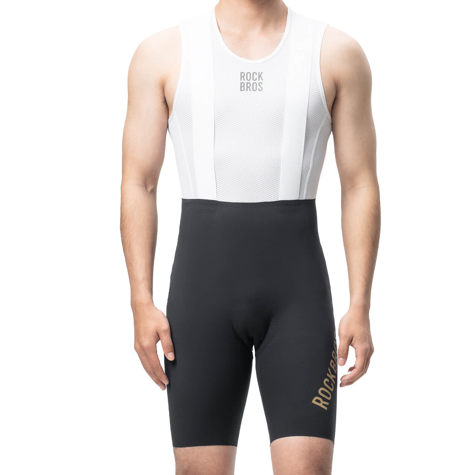 ROCKBROS men’s seamless summer cycling bib shorts with DOLOMITI WRIGHT pad.
#color_black