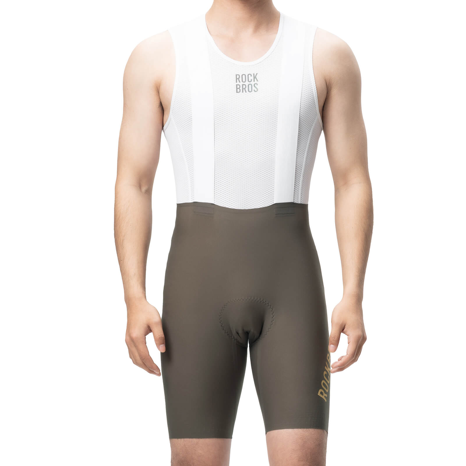 ROCKBROS men’s seamless summer cycling bib shorts with DOLOMITI WRIGHT pad.
#color_brown