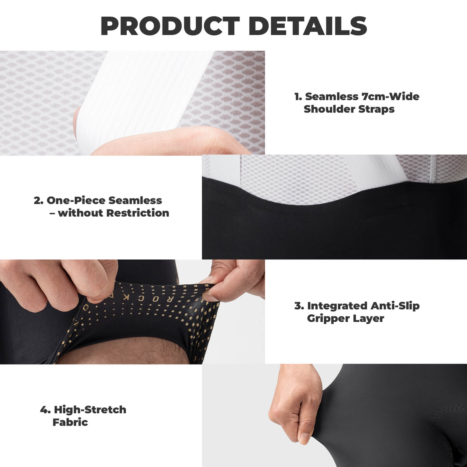 ROCKBROS men’s seamless summer cycling bib shorts with DOLOMITI WRIGHT pad.
#color_grey