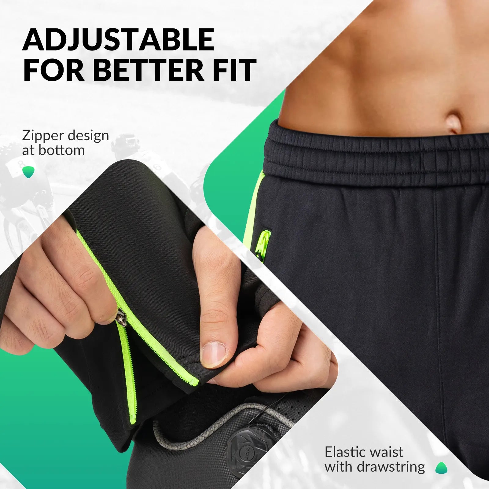 ROCKBROS Men's Windproof Cycling Pants with Soft Fleece Lining for Winter
