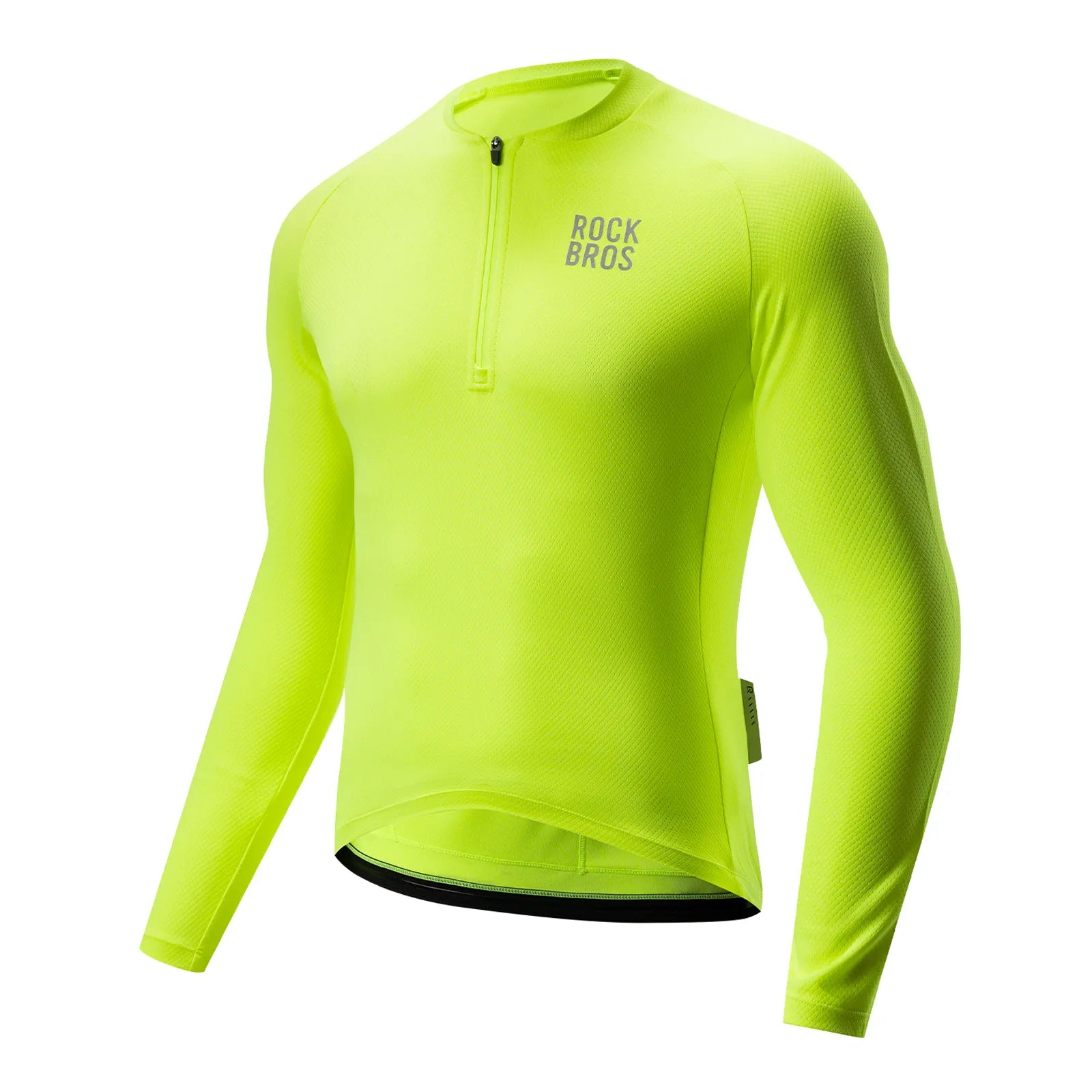 ROCKBROS Men's Zephyra Long Sleeve Cycling Jersey - Lightweight Breathable Half Zip Bike Shirt Front View.
#color_yellow