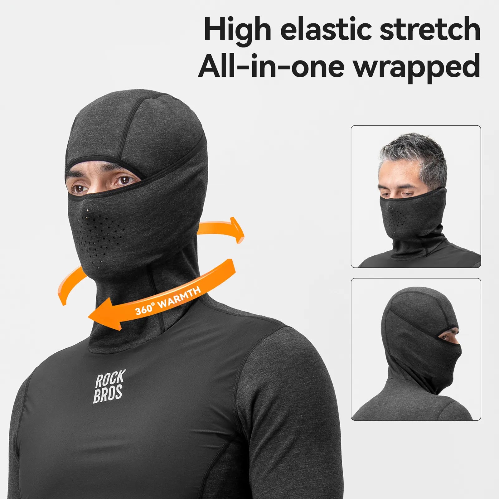 rockbros merino thermal cycling base layer hoodie winter riding.