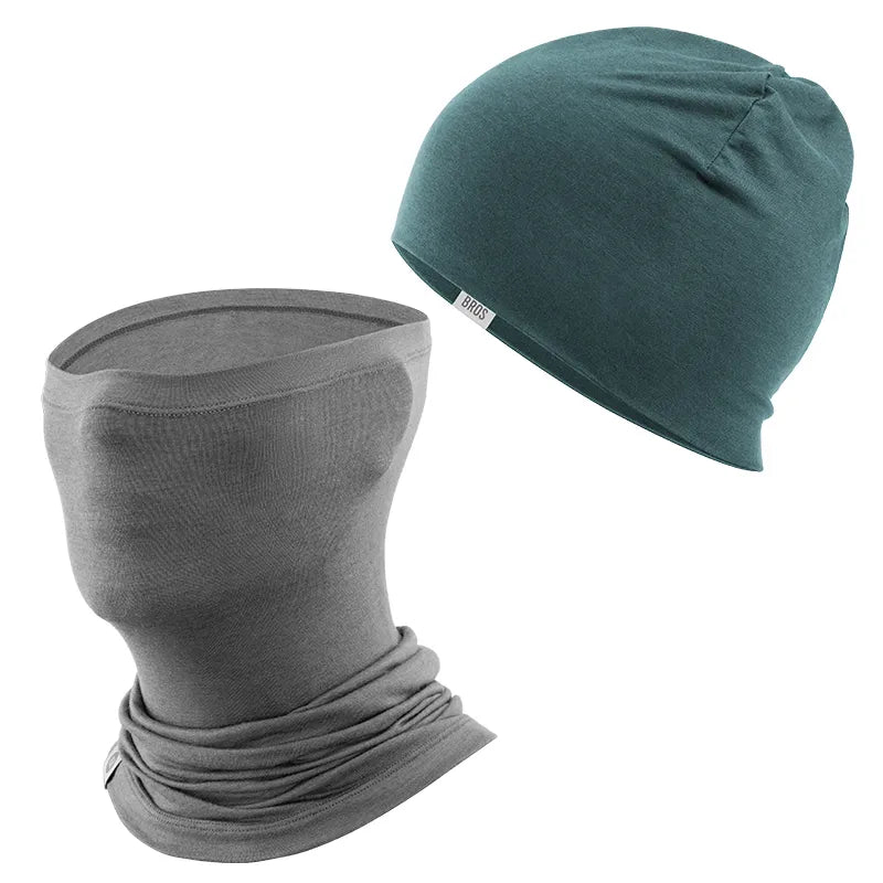 ROCKBROS Merino Wool Cycling Cap & Face Mask Bundle for Winter Riding.
#color_Army Green / Grey