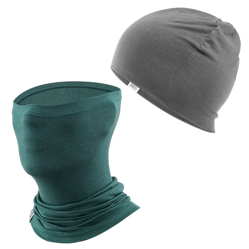 ROCKBROS Merino Wool Cycling Cap & Face Mask Bundle for Winter Riding.
#color_Grey / Army Green