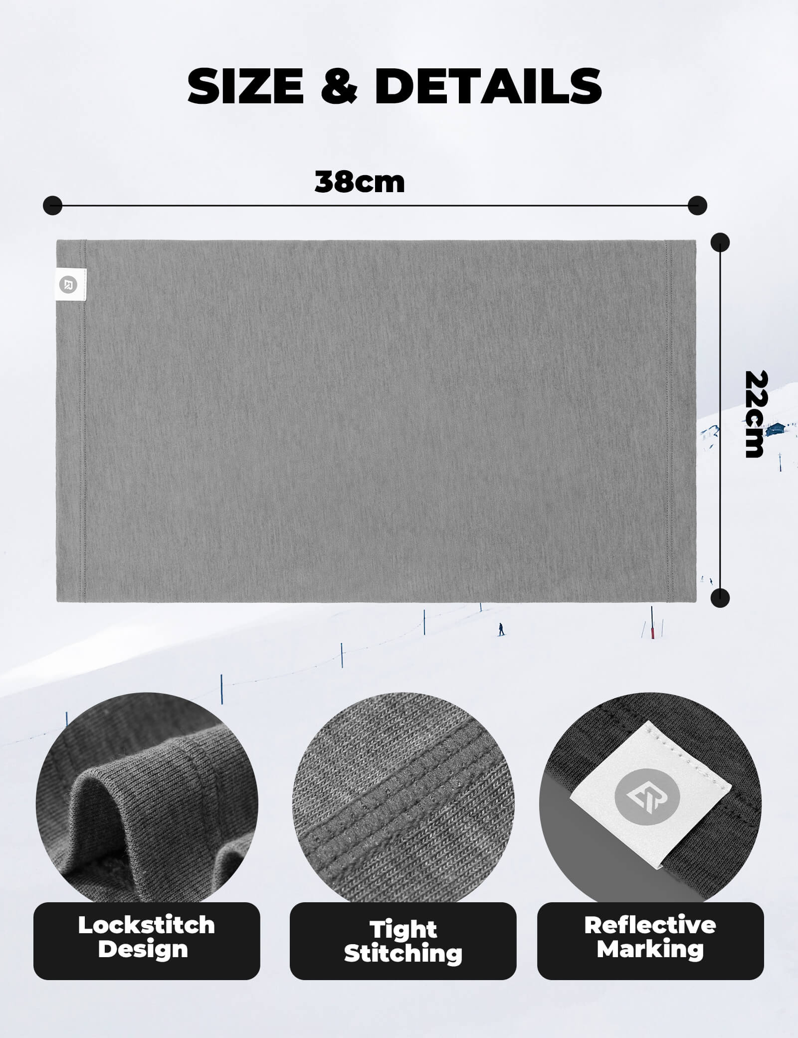 ROCKBROS Merino Wool Tencel Face Mask for Winter Outdoor Sports.
#color_grey
