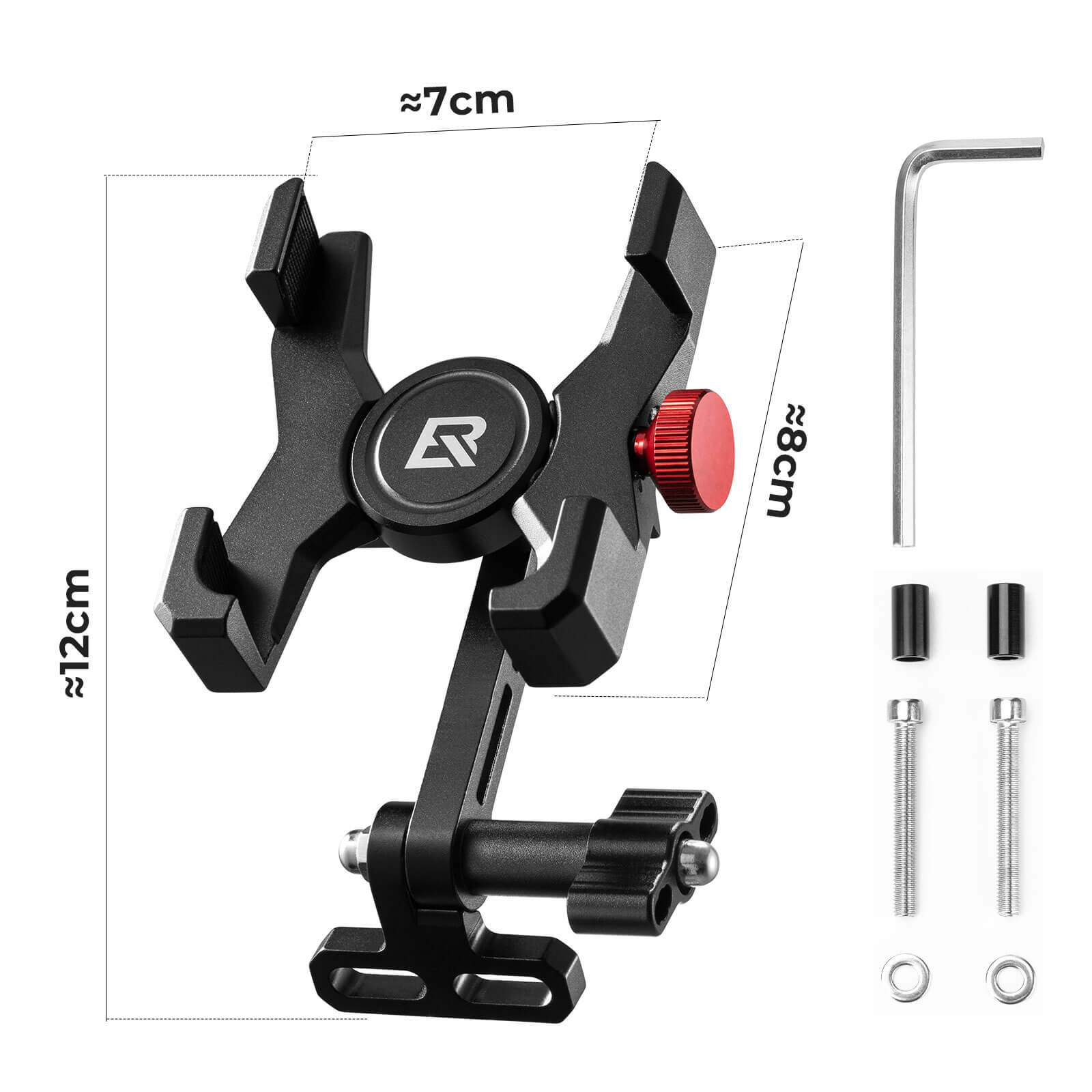 Durable ROCKBROS metal bicycle phone mount for bumpy roads.
#Mounting Style_Stem Bolt Mount