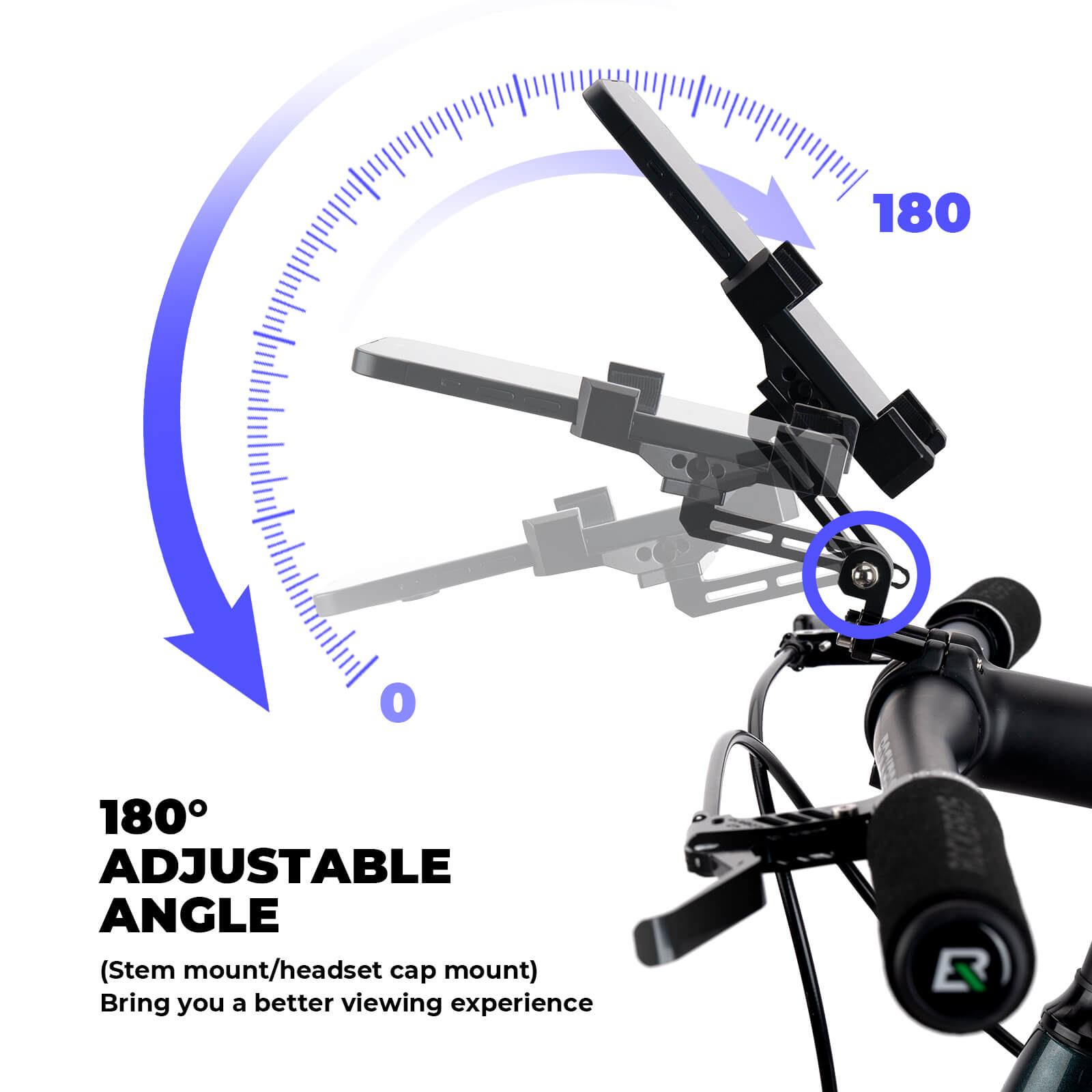 Durable ROCKBROS metal bicycle phone mount for bumpy roads.
#Mounting Style_Stem Top Cap Mount