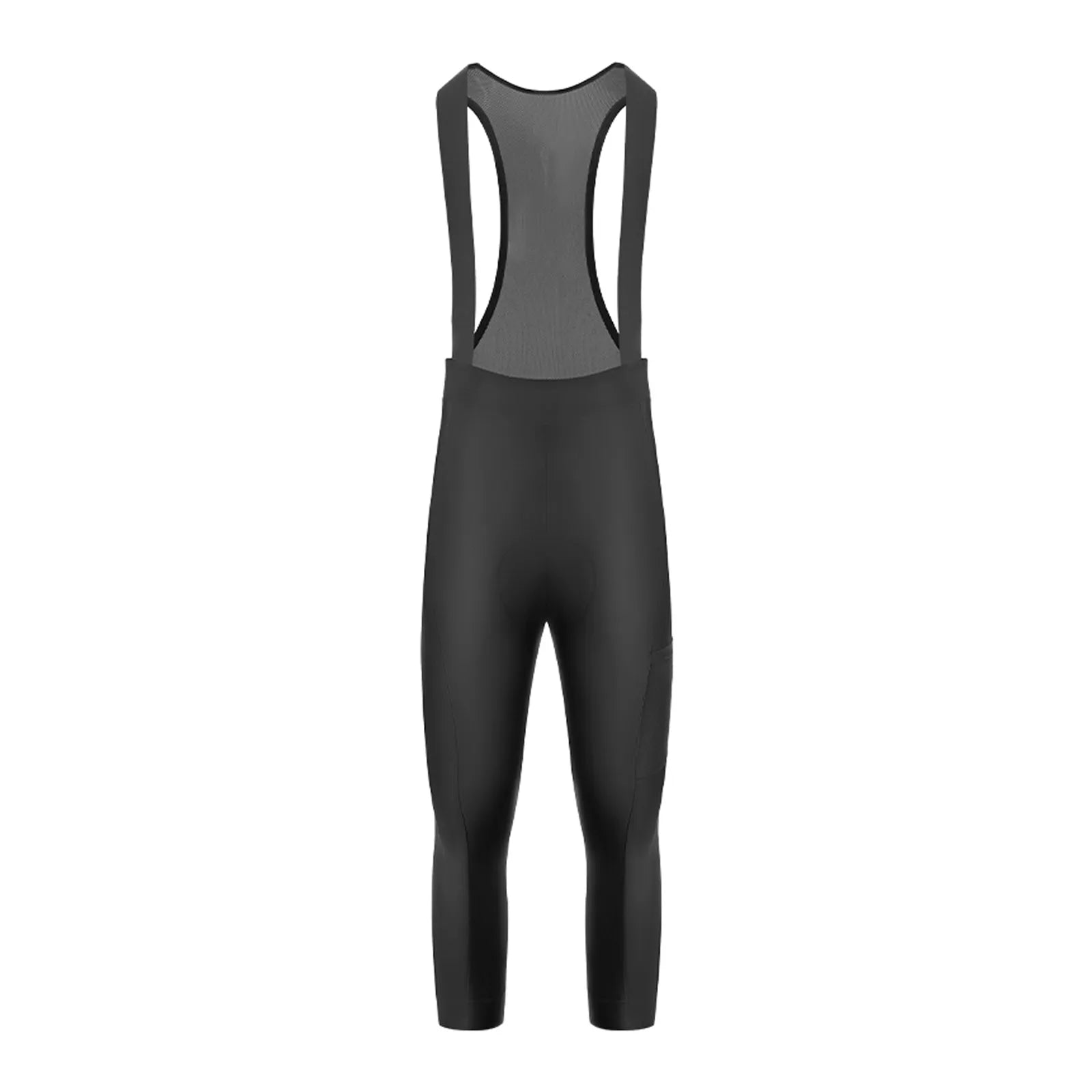 ROCKBROS Miller Series 3/4 length thermal cycling bib tights in black with ergonomic fit.