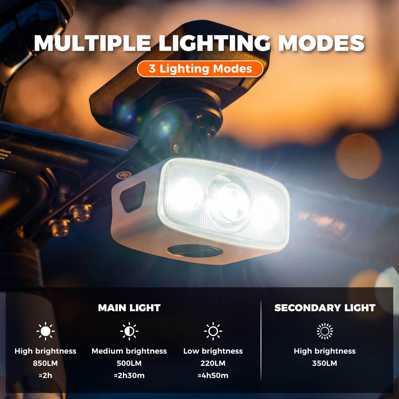 ROCKBROS Mini Bike Front Light - Ultra Bright LED Safety Torch for Night Riding.
#color_black