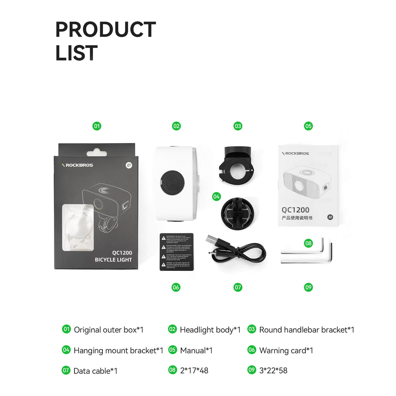 ROCKBROS Mini Bike Front Light - Ultra Bright LED Safety Torch for Night Riding.
#color_white