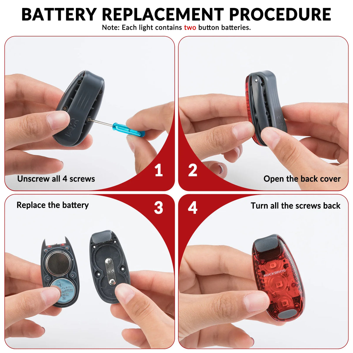 ROCKBROS mini red safety light for running and walking