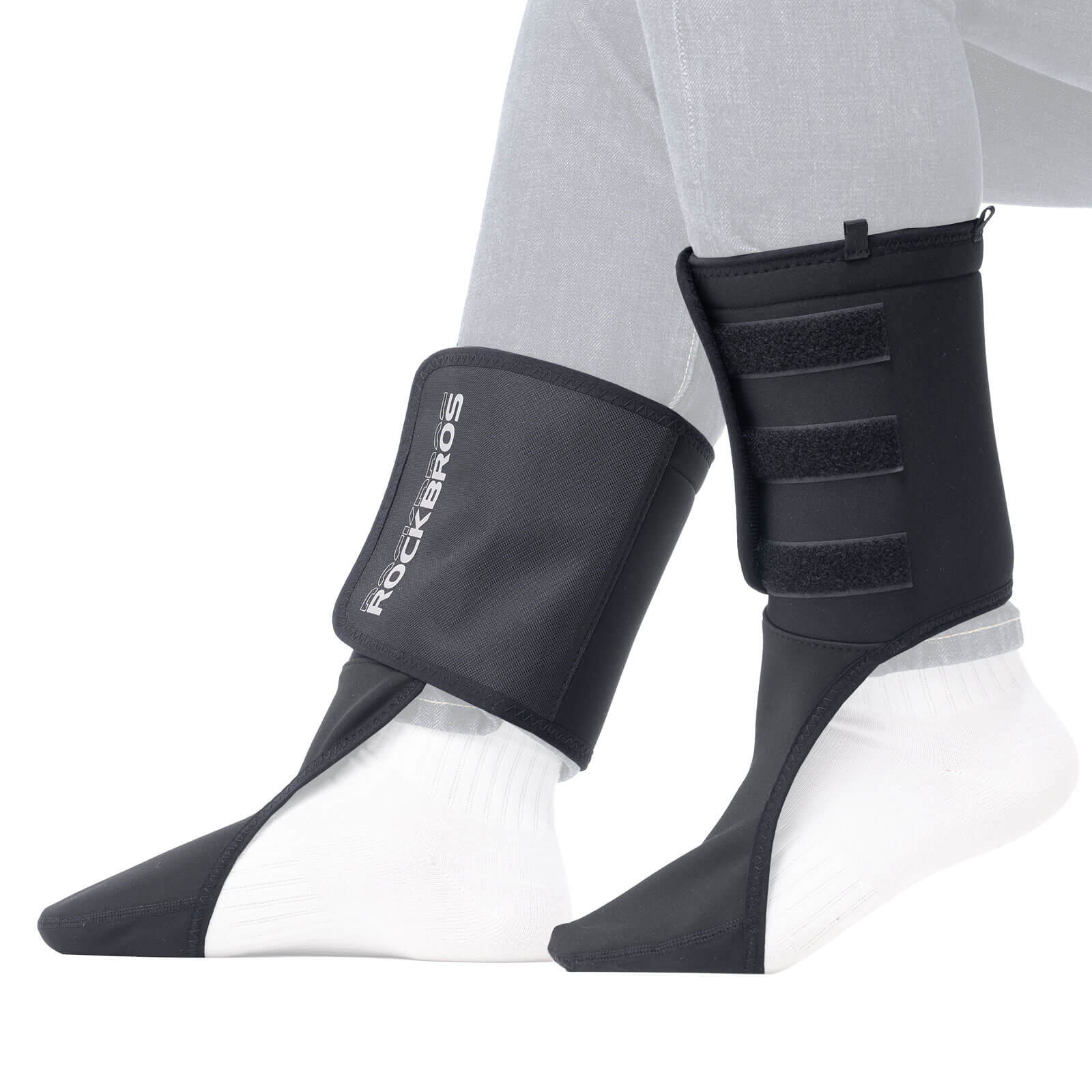 Rockbros Thermal Windproof Motorcycle & Cycling Shoe Covers, Reusable Winter Boot Protectors on White Background