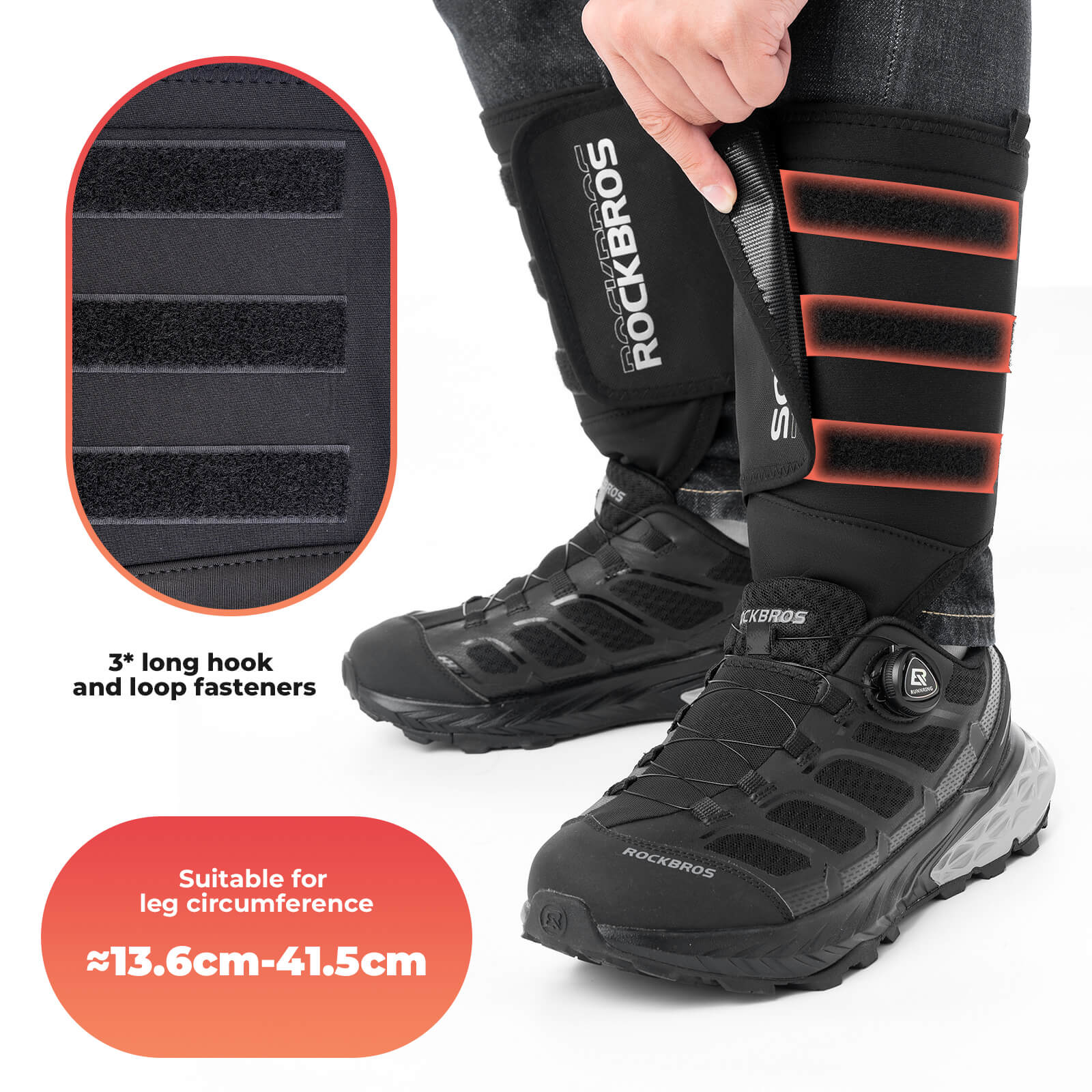 Rockbros Thermal Windproof Motorcycle & Cycling Shoe Covers, Reusable Winter Boot Protectors on White Background