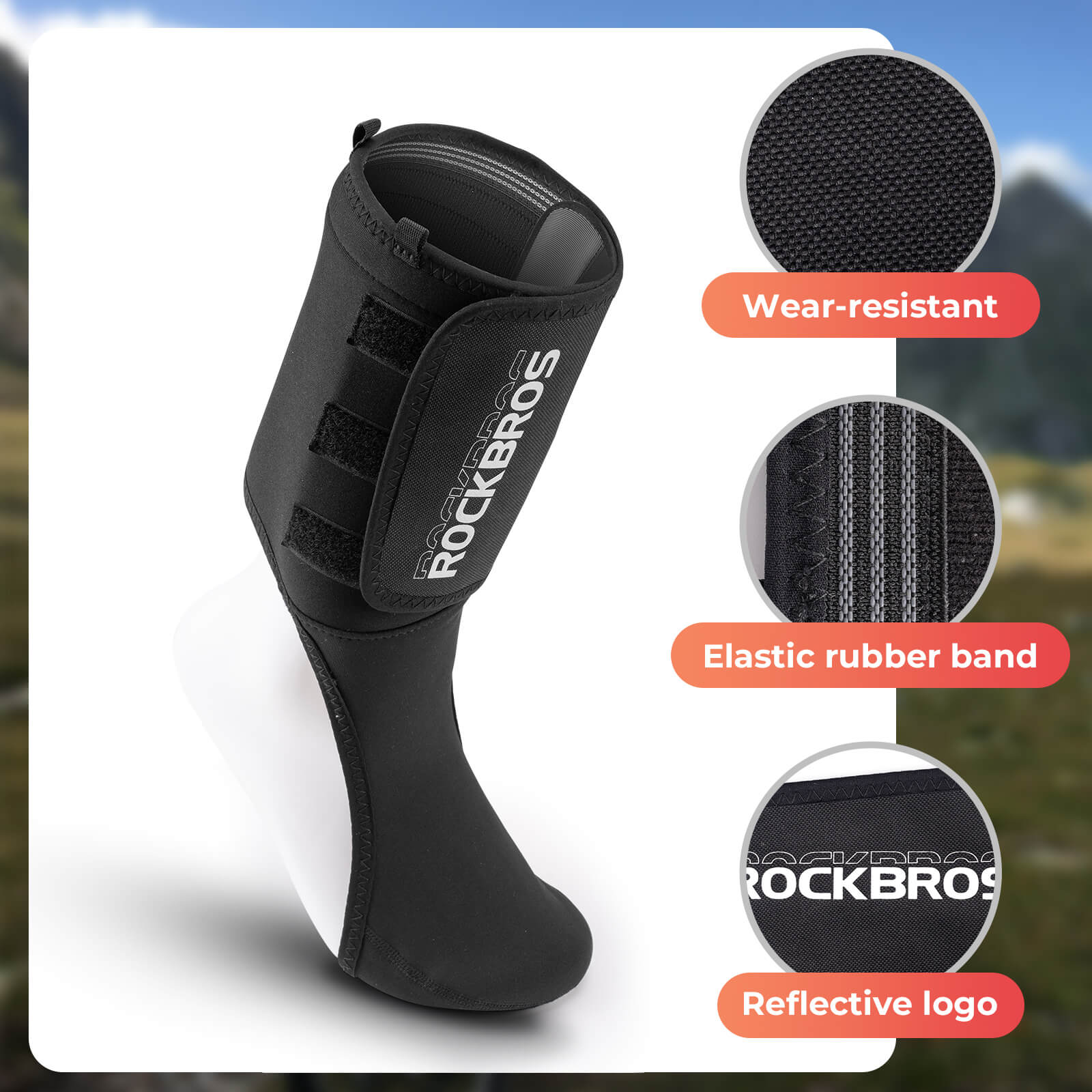 Rockbros Thermal Windproof Motorcycle & Cycling Shoe Covers, Reusable Winter Boot Protectors on White Background