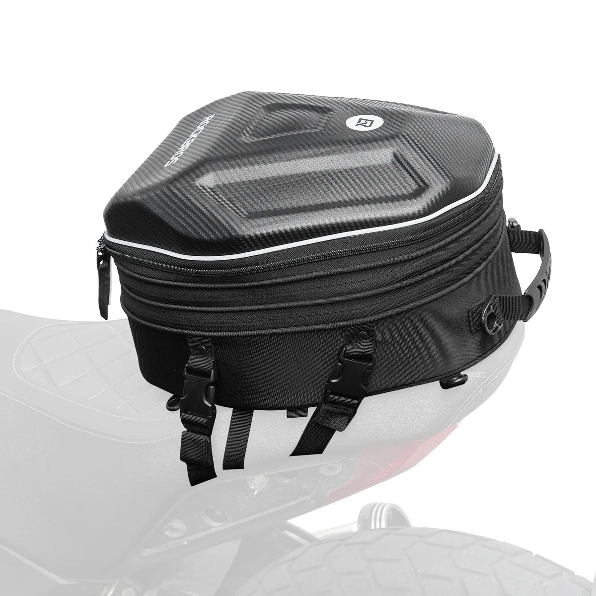ROCKBROS Motorcycle Rear Rack Bag 20–35L, EVA Hard Shell Expandable Tail Bag