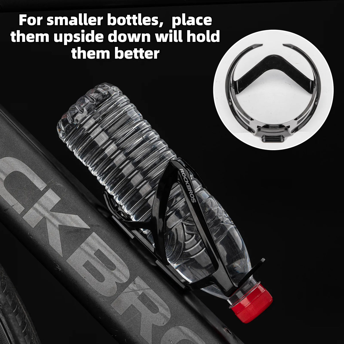 ROCKBROS MTB bike bottle cage with gradient PC design.
#colour_black