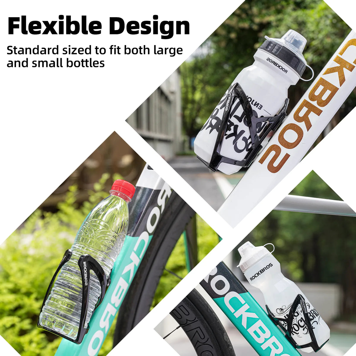 ROCKBROS MTB bike bottle cage with gradient PC design.
#colour_black