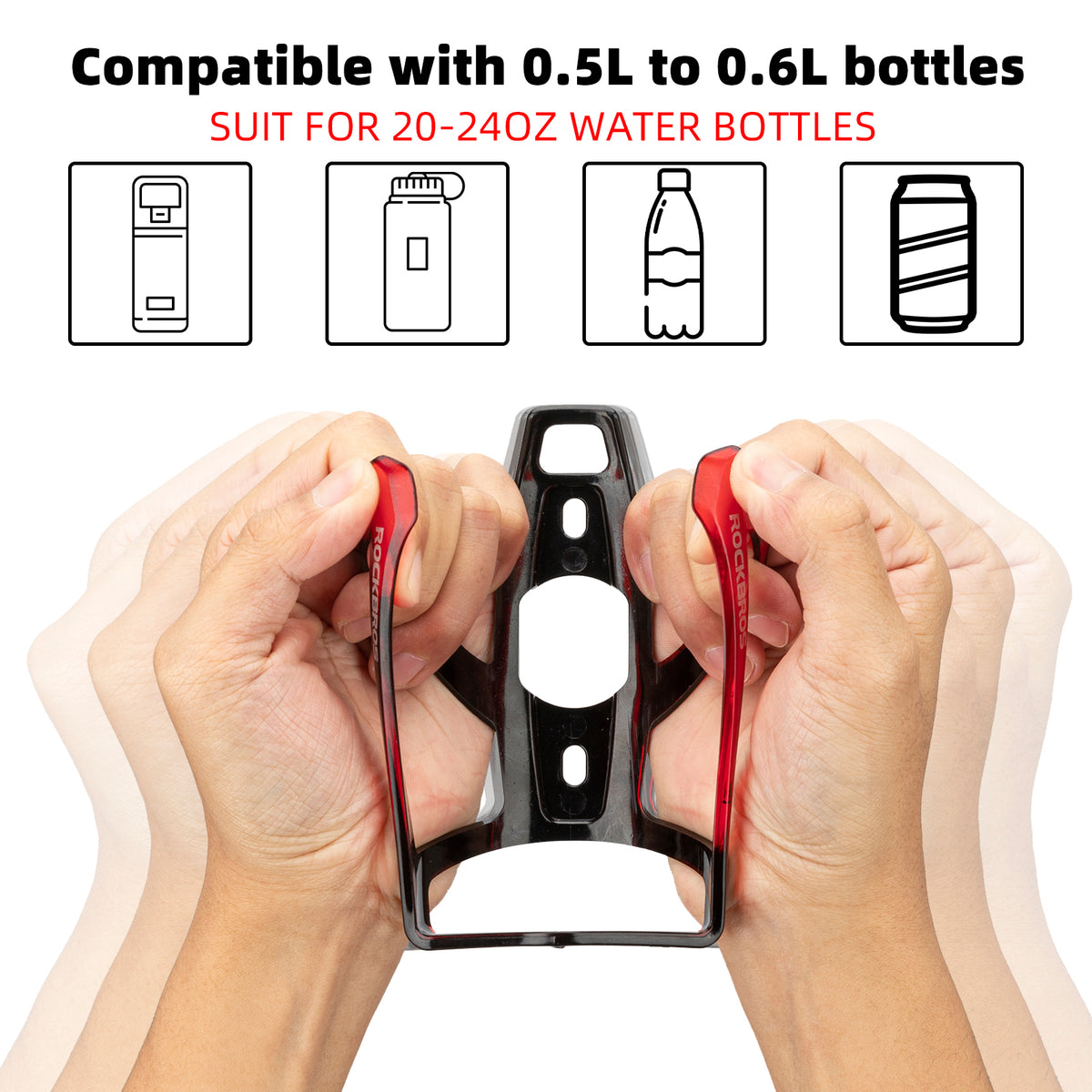 ROCKBROS MTB bike bottle cage with gradient PC design.
#colour_red