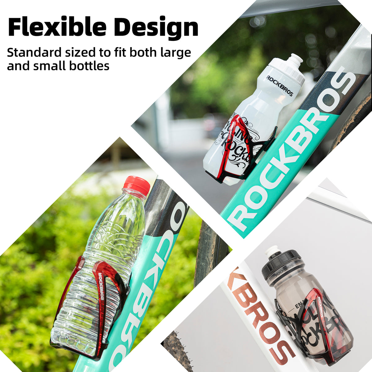 ROCKBROS MTB bike bottle cage with gradient PC design.
#colour_red